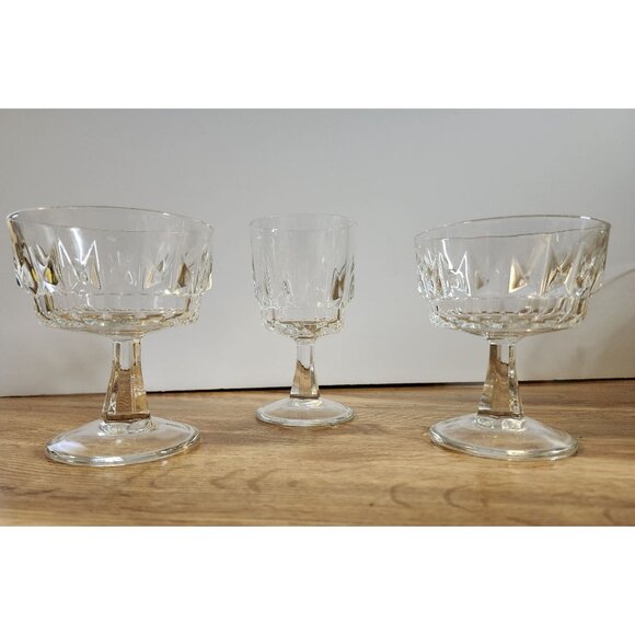 Arcoroc Arctic Goblets Mixed Set of 3 Glasses Wine Goblet Footed Cups France - Picture 13 of 14